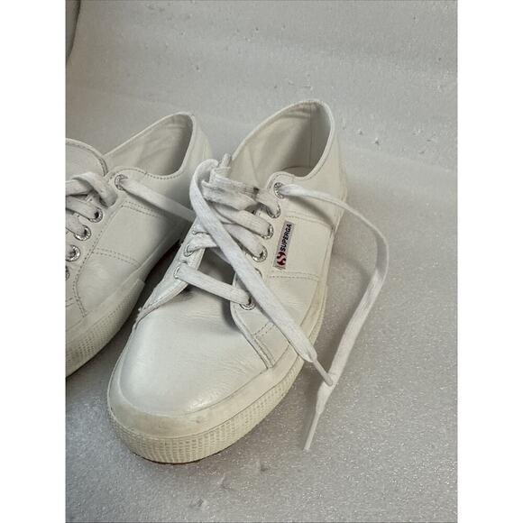 Superga Shoes Sneakers 39.5 white Leather Low Top  US Men’s 7 women’s 8.5 - Picture 3 of 16